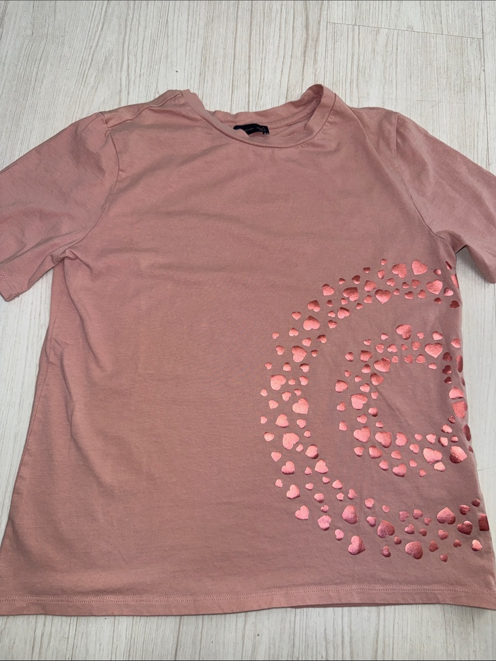 Dusty Rose Tee with Metallic Spiral Heart Tee